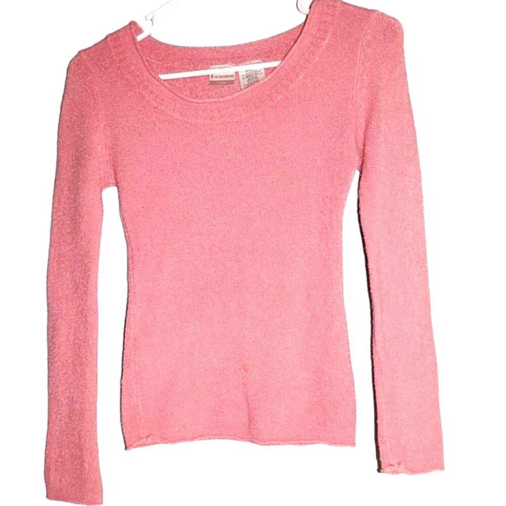 No Boundaries Juniors Small Pink Vintage Y2K Fuzzy Soft Stretch Sweater